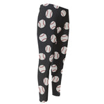 Black Baseball Pattern Print Men's Compression Pants
