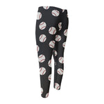 Black Baseball Pattern Print Men's Compression Pants