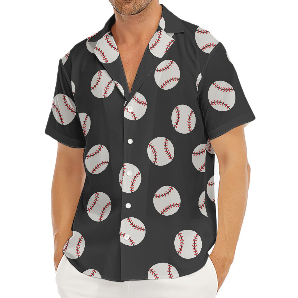 Black Baseball Pattern Print Men's Deep V-Neck Shirt