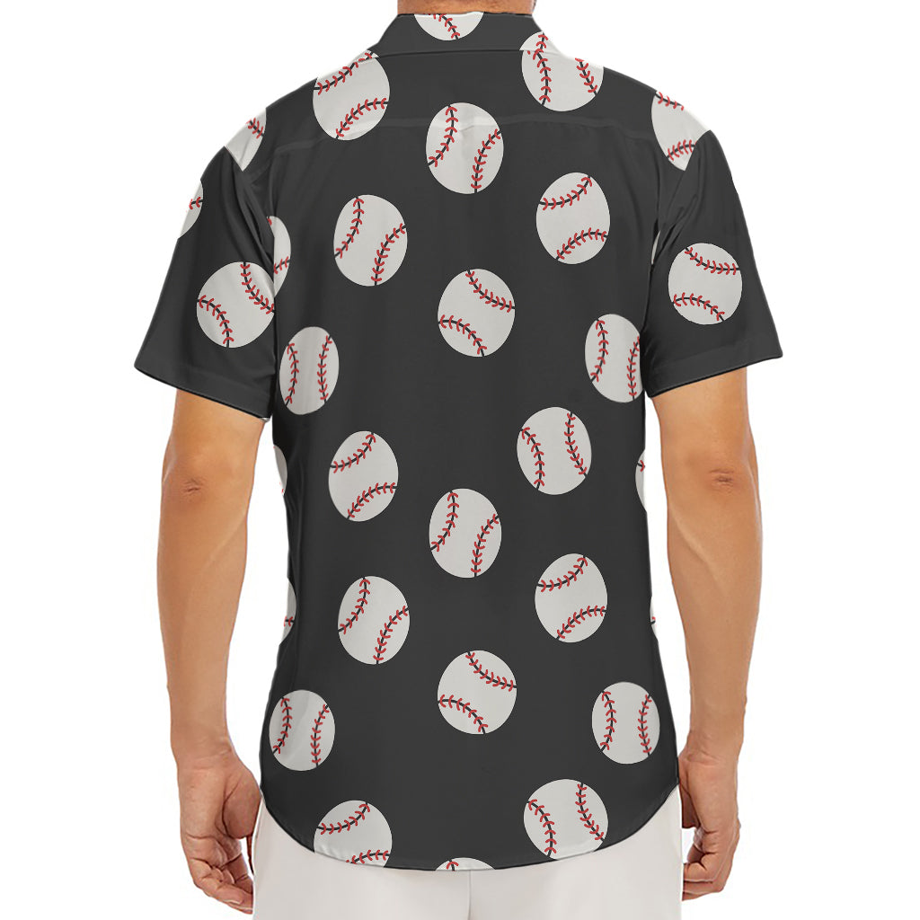 Black Baseball Pattern Print Men's Deep V-Neck Shirt