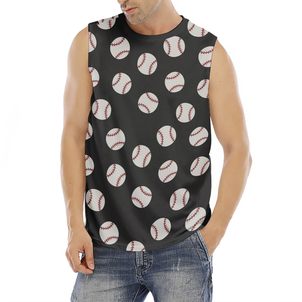 Black Baseball Pattern Print Men's Fitness Tank Top