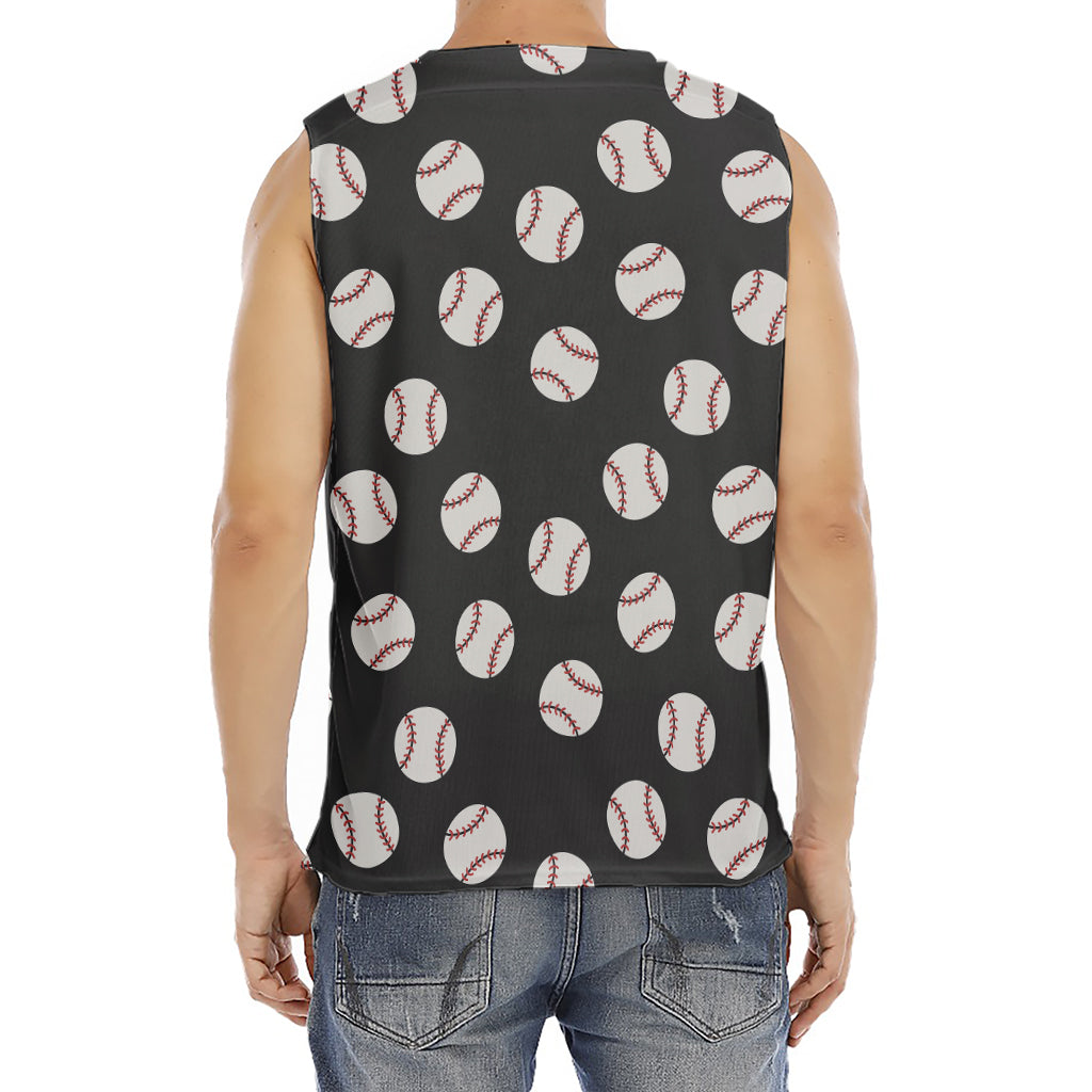 Black Baseball Pattern Print Men's Fitness Tank Top
