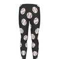 Black Baseball Pattern Print Men's Leggings