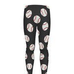 Black Baseball Pattern Print Men's leggings