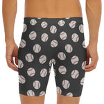 Black Baseball Pattern Print Men's Long Boxer Briefs