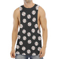 Black Baseball Pattern Print Men's Muscle Tank Top