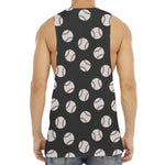 Black Baseball Pattern Print Men's Muscle Tank Top