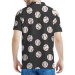 Black Baseball Pattern Print Men's Polo Shirt