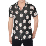 Black Baseball Pattern Print Men's Shirt