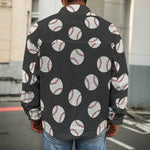 Black Baseball Pattern Print Men's Shirt Jacket