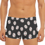 Black Baseball Pattern Print Men's Short Boxer Briefs