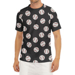 Black Baseball Pattern Print Men's Short Sleeve Rash Guard