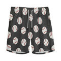 Black Baseball Pattern Print Men's Athletic Shorts