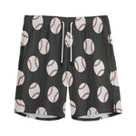 Black Baseball Pattern Print Men's Sports Shorts