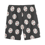 Black Baseball Pattern Print Men's Sports Shorts