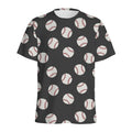 Black Baseball Pattern Print Men's Athletic T-Shirt