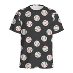 Black Baseball Pattern Print Men's Sports T-Shirt