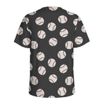 Black Baseball Pattern Print Men's Sports T-Shirt