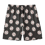 Black Baseball Pattern Print Men's Swim Trunks