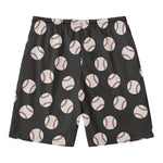 Black Baseball Pattern Print Men's Swim Trunks