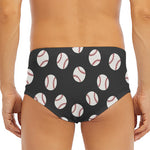 Black Baseball Pattern Print Men's Triangle Swim Briefs