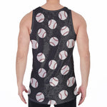 Black Baseball Pattern Print Men's Velvet Tank Top