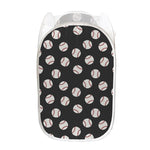 Black Baseball Pattern Print Mesh Laundry Hamper