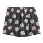 Black Baseball Pattern Print Mesh Shorts