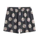 Black Baseball Pattern Print Mesh Shorts