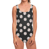 Black Baseball Pattern Print One Piece Swimsuit