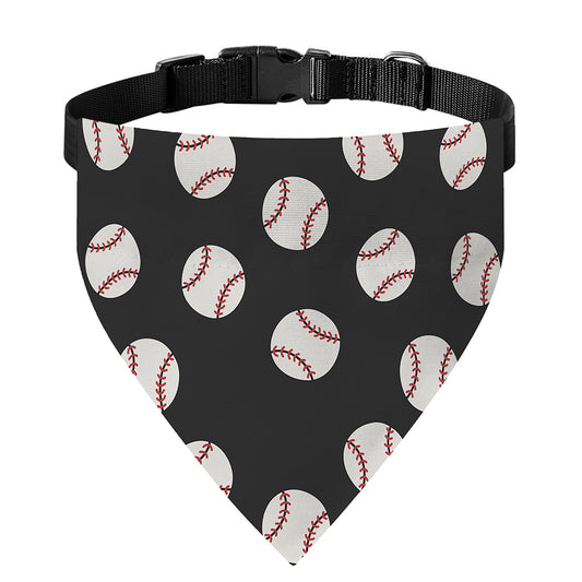 Black Baseball Pattern Print Over The Collar Dog Bandana