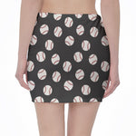 Black Baseball Pattern Print Pencil Mini Skirt
