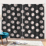 Black Baseball Pattern Print Pencil Pleat Curtains