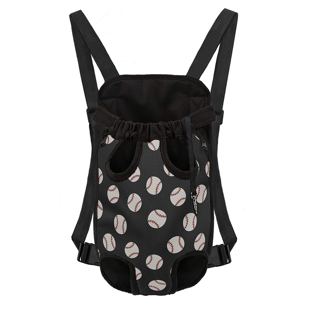 Black Baseball Pattern Print Pet Carrier Backpack