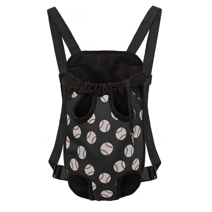 Black Baseball Pattern Print Pet Carrier Backpack