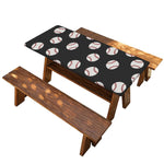 Black Baseball Pattern Print Picnic Table Cover