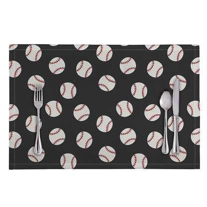 Black Baseball Pattern Print Placemat