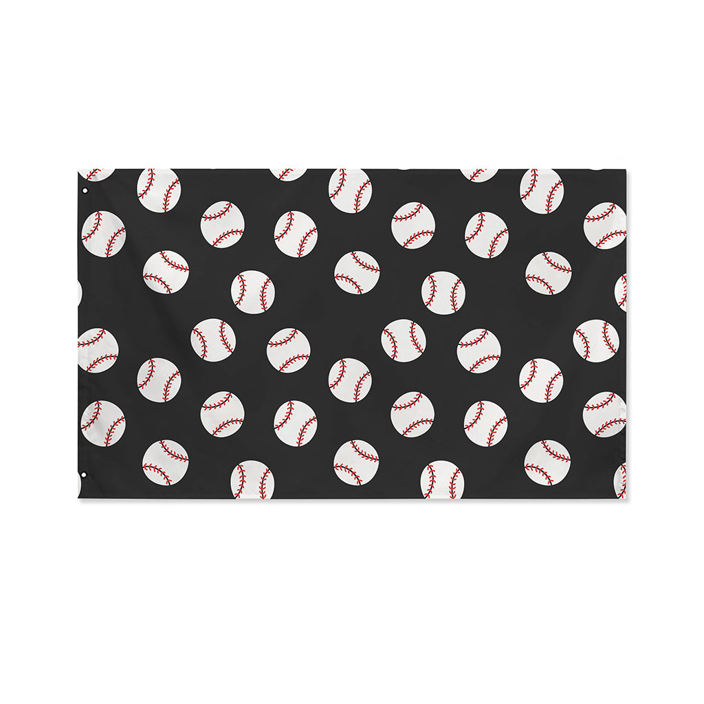 Black Baseball Pattern Print Polyester Flag