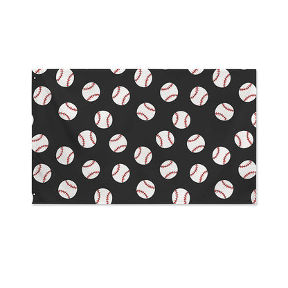 Black Baseball Pattern Print Polyester Flag