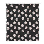 Black Baseball Pattern Print Polyester Shower Curtain