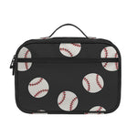 Black Baseball Pattern Print Portable Lunch Bag