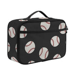 Black Baseball Pattern Print Portable Lunch Bag