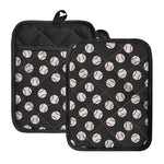 Black Baseball Pattern Print Pot Holders With Pocket