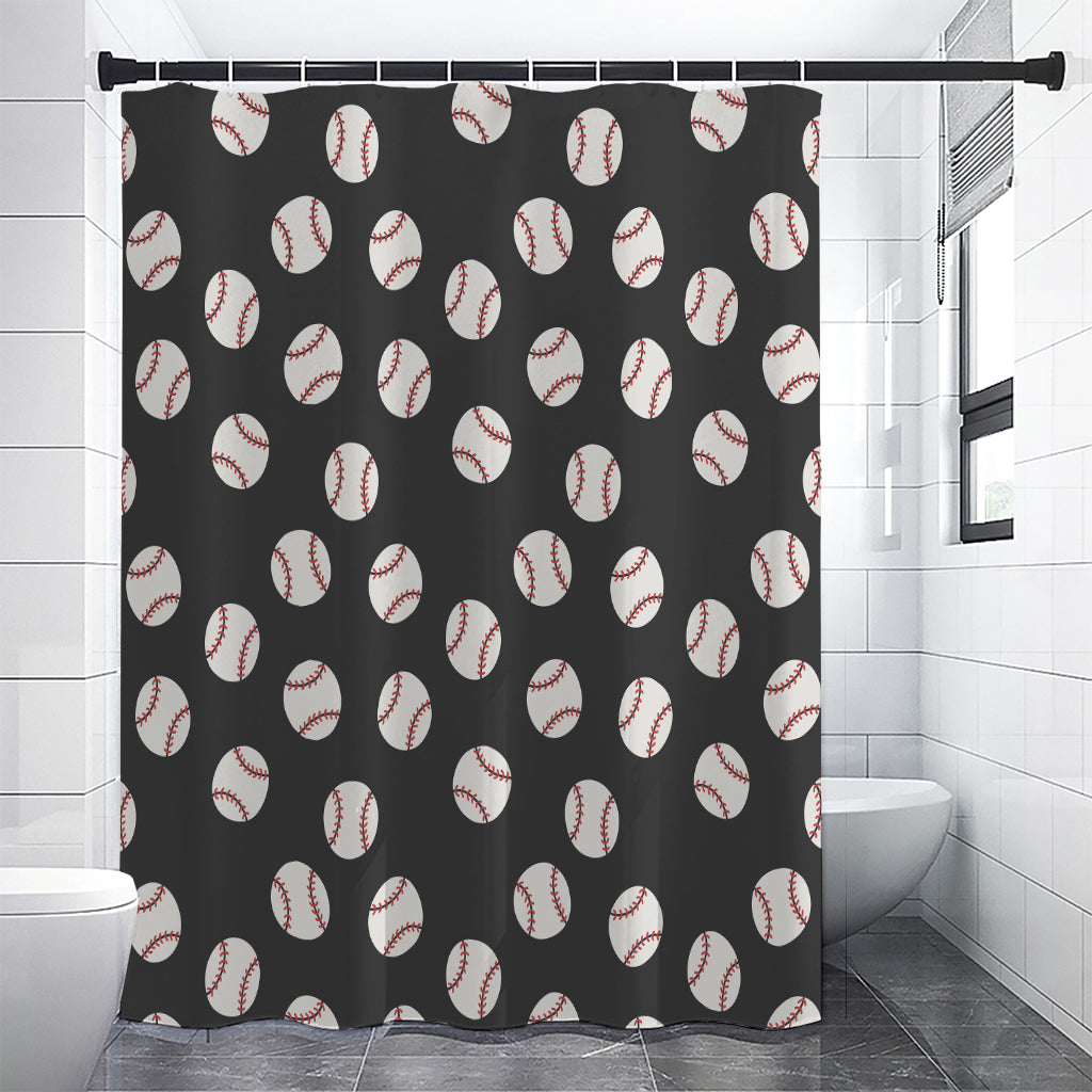 Black Baseball Pattern Print Premium Shower Curtain