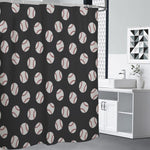 Black Baseball Pattern Print Premium Shower Curtain