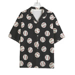 Black Baseball Pattern Print Rayon Hawaiian Shirt