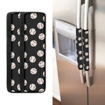 Black Baseball Pattern Print Refrigerator Handle Covers