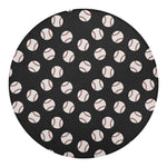 Black Baseball Pattern Print Round Blanket