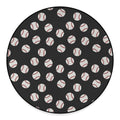 Black Baseball Pattern Print Round Floor Mat