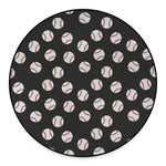 Black Baseball Pattern Print Round Floor Mat